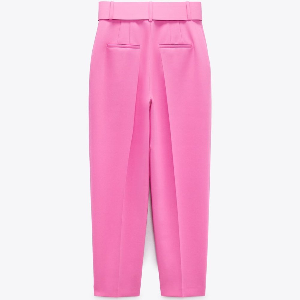 ZARA PANTS WITH FABRIC-COVERED BELT - Picture 4 of 5